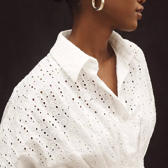The Tobie Eyelet Mini Shirt Dress by Exquise - Picture 4 of 4
